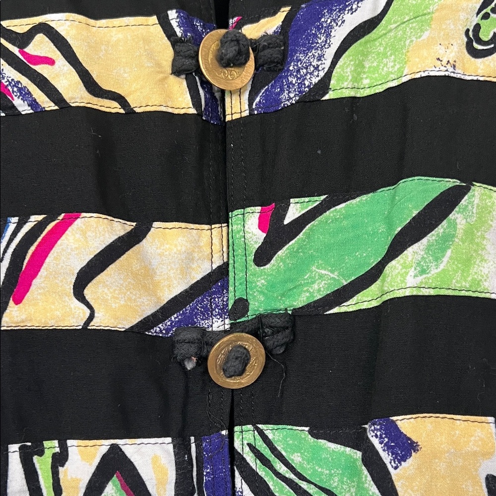 Vintage Cache Abstract Cropped Jacket Gold Button… - image 3